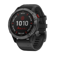 Garmin Fenix 6 Pro Solar Cерый с черным ремешком / Смарт-часы беговые с GPS, HR и Garmin Pay фото