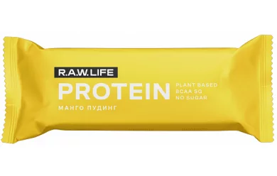 R.A.W. Life Protein Манго пуддинг 47g/ Протеиновый батончик