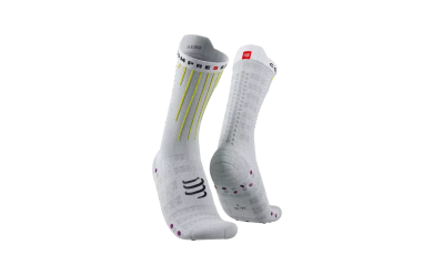 Compressport Aero White Safe Yellow Neo Pink / Носки