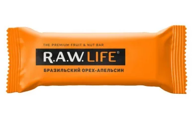 R.A.W. Life Бразильский орех - Апельсин 47g/ Энергетический батончик