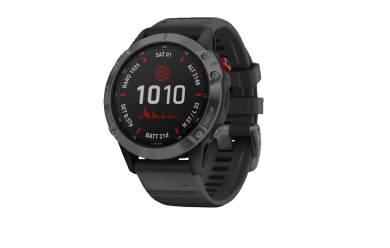 Garmin Fenix 6 Pro Solar Cерый с черным ремешком / Смарт-часы беговые с GPS, HR и Garmin Pay